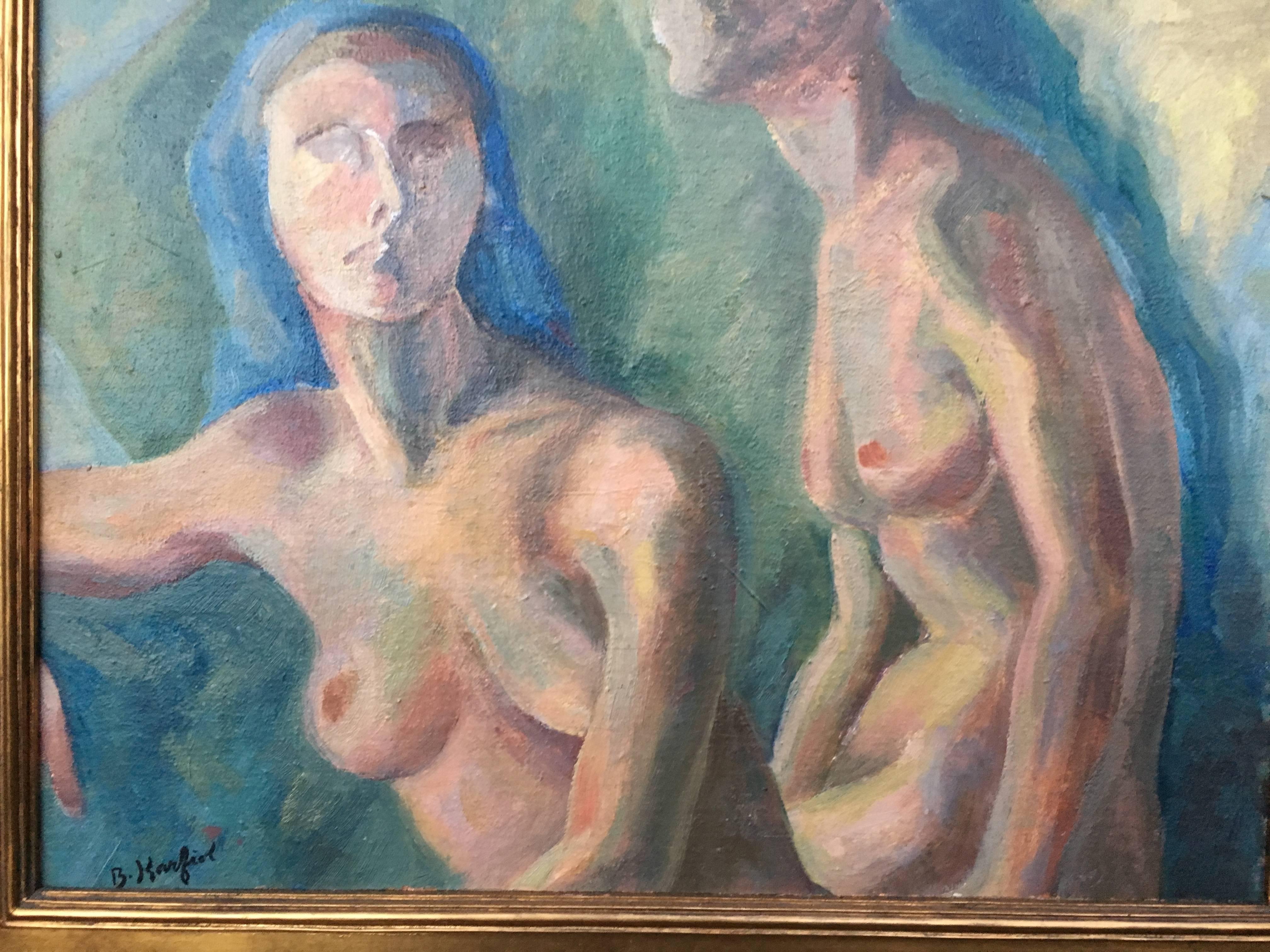 Two Blue Nudes - Painting by Bernard Karfiol