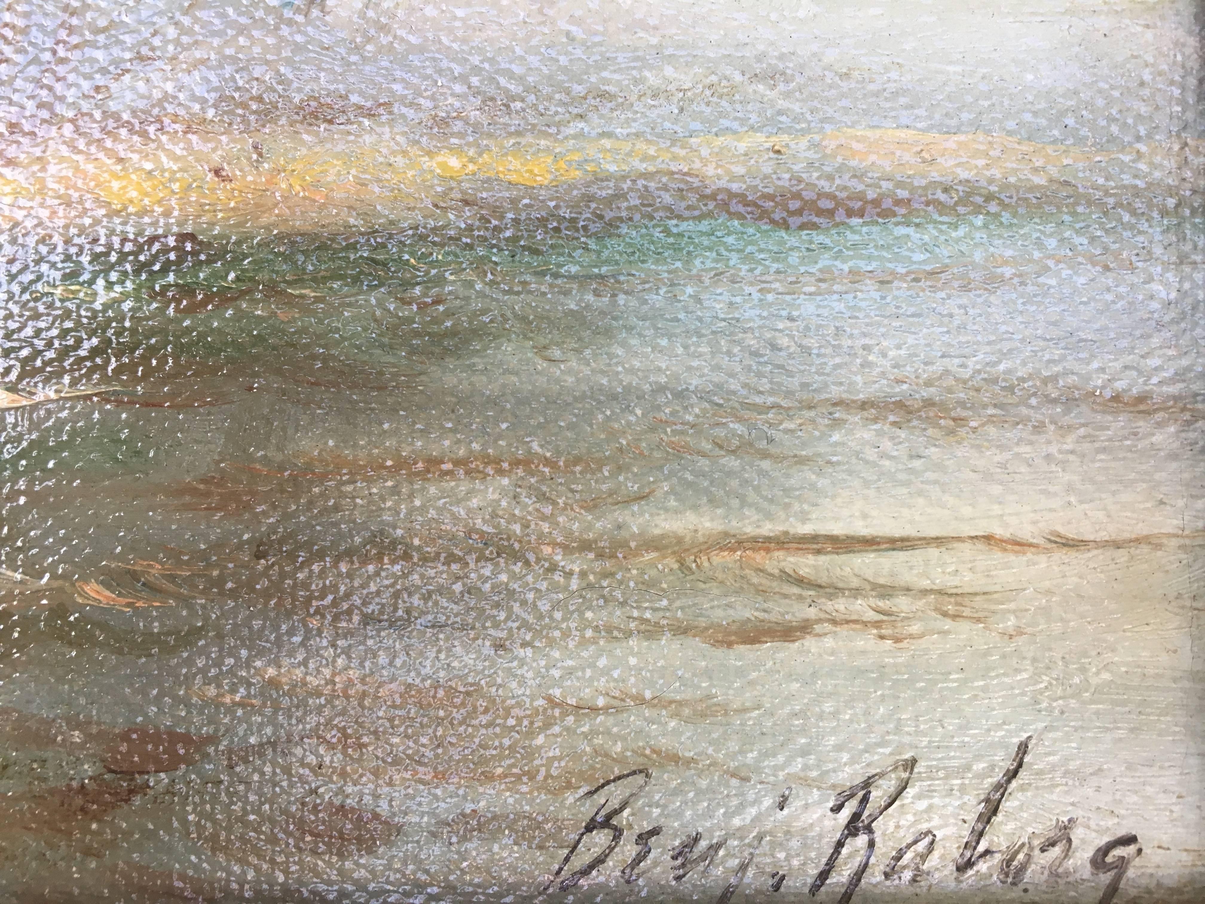 Landscape with Indian Near Lake - Abstract Impressionist Painting by Benjamin Raborg