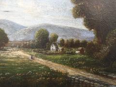 Mid-West Rural Landscape (Man Walking Along Road with Bridge)