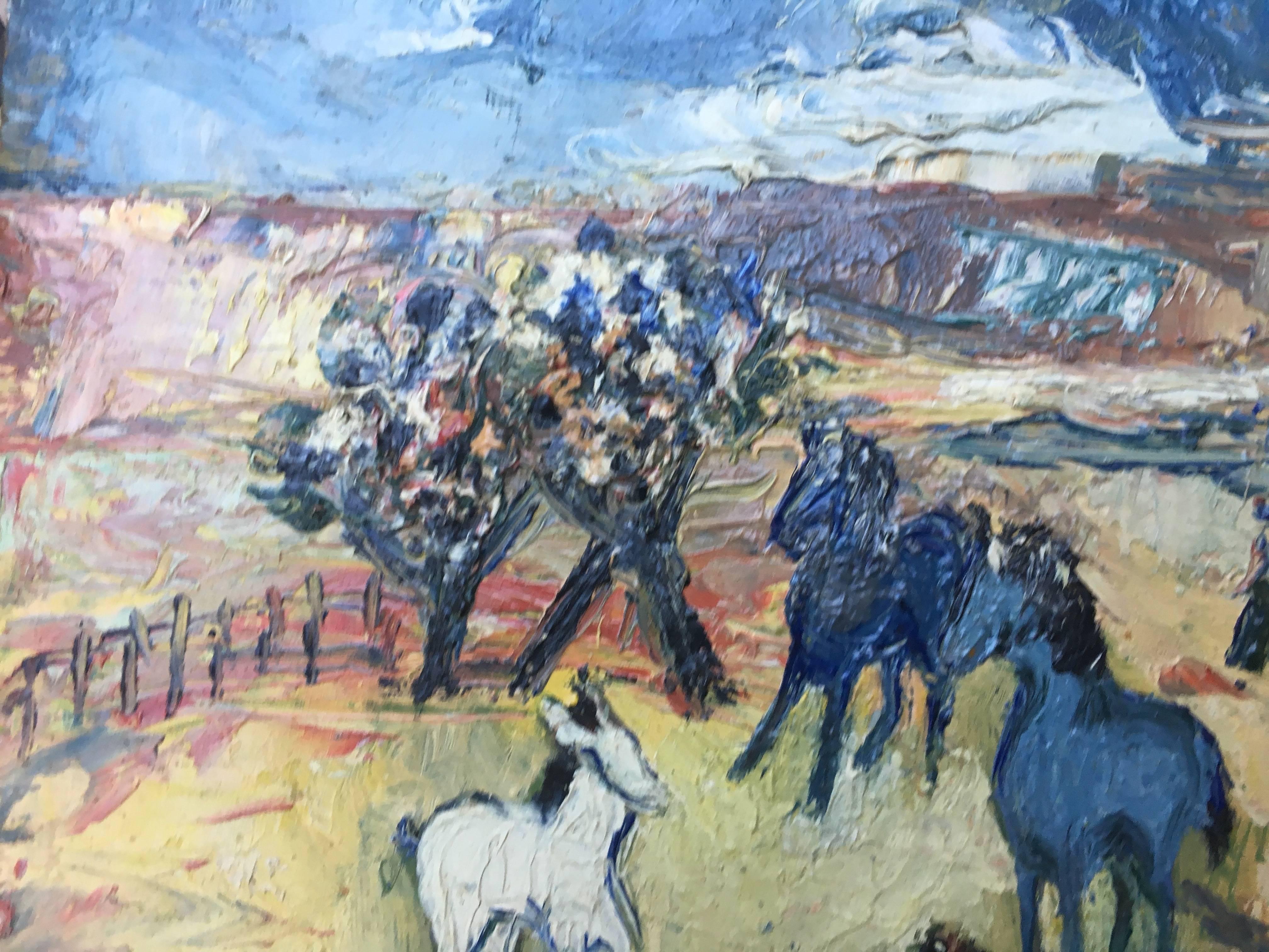 Les Chevaux - Painting by Edgar Stoëbel