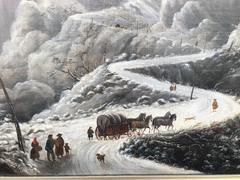Snow Scene, Pioneers Crossing High Mountains in a Storm