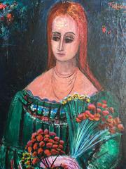 Woman with Red Flowers