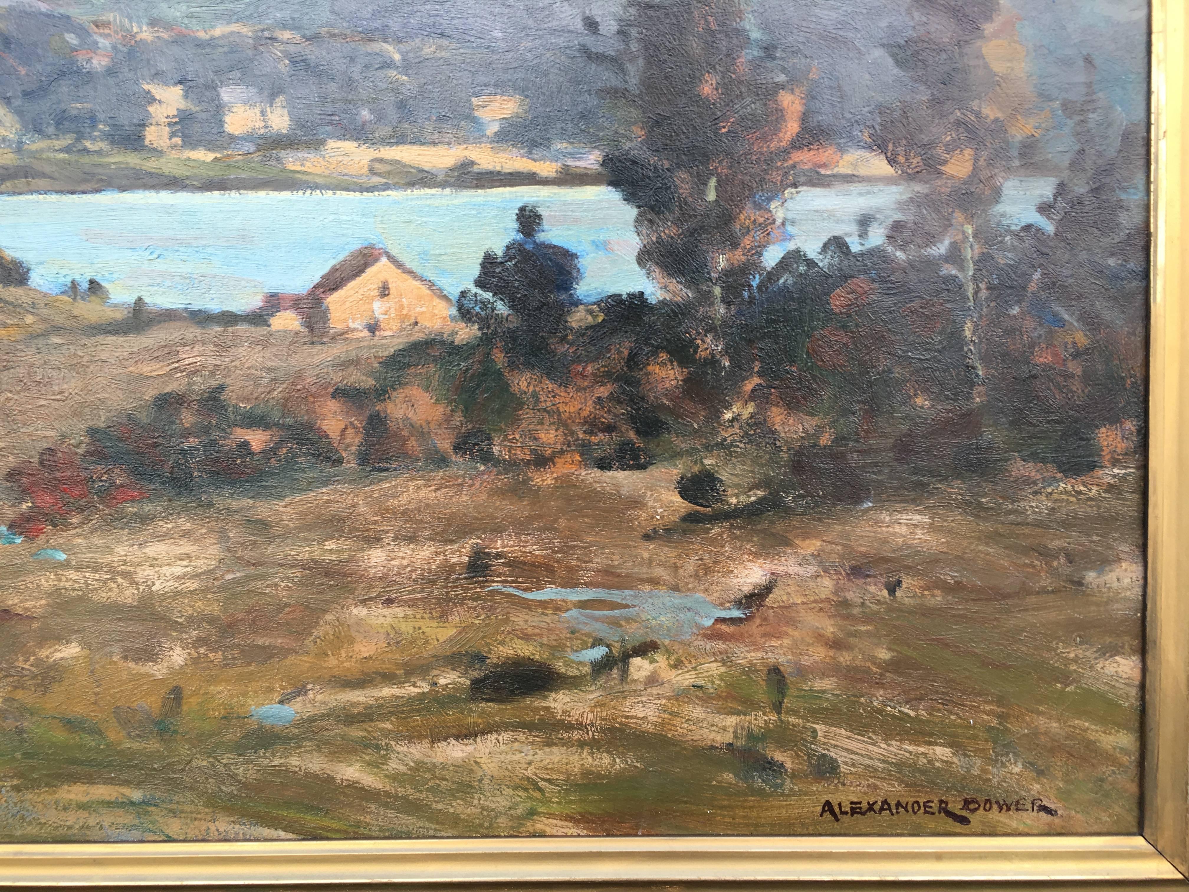 Bass Lake, Merced County, California - American Impressionist Painting by Alexander Bower