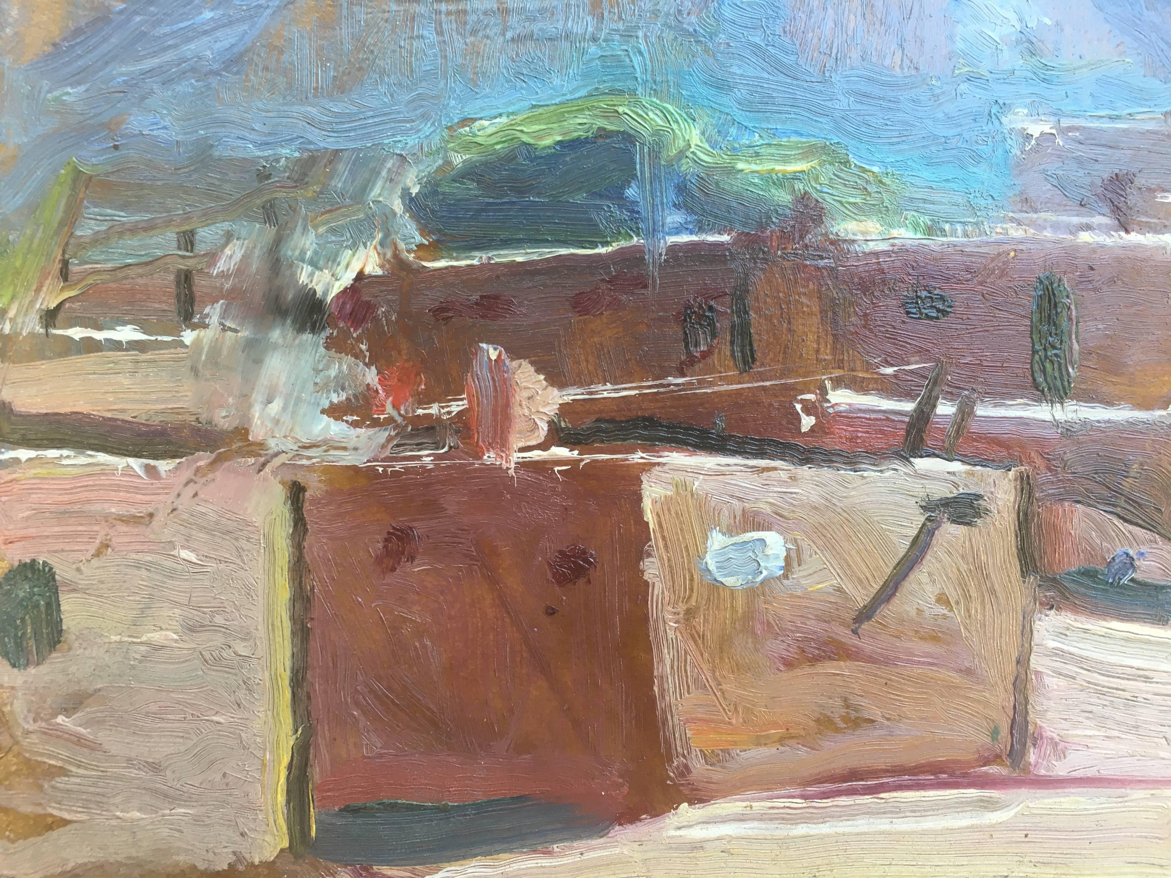 Sun Drenched Pueblo in Taos - Painting by Ruth Peabody