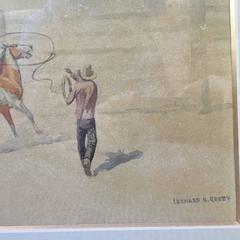 Cowboy Lassoing a Horse