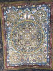 Antique Tibetan Thanka, Five Buddha Families and Avolokiteshvara (Chenrezig)