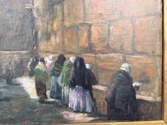 19th Century Impressionist Painting of Women Praying at Wailing Wall, Jerusalem