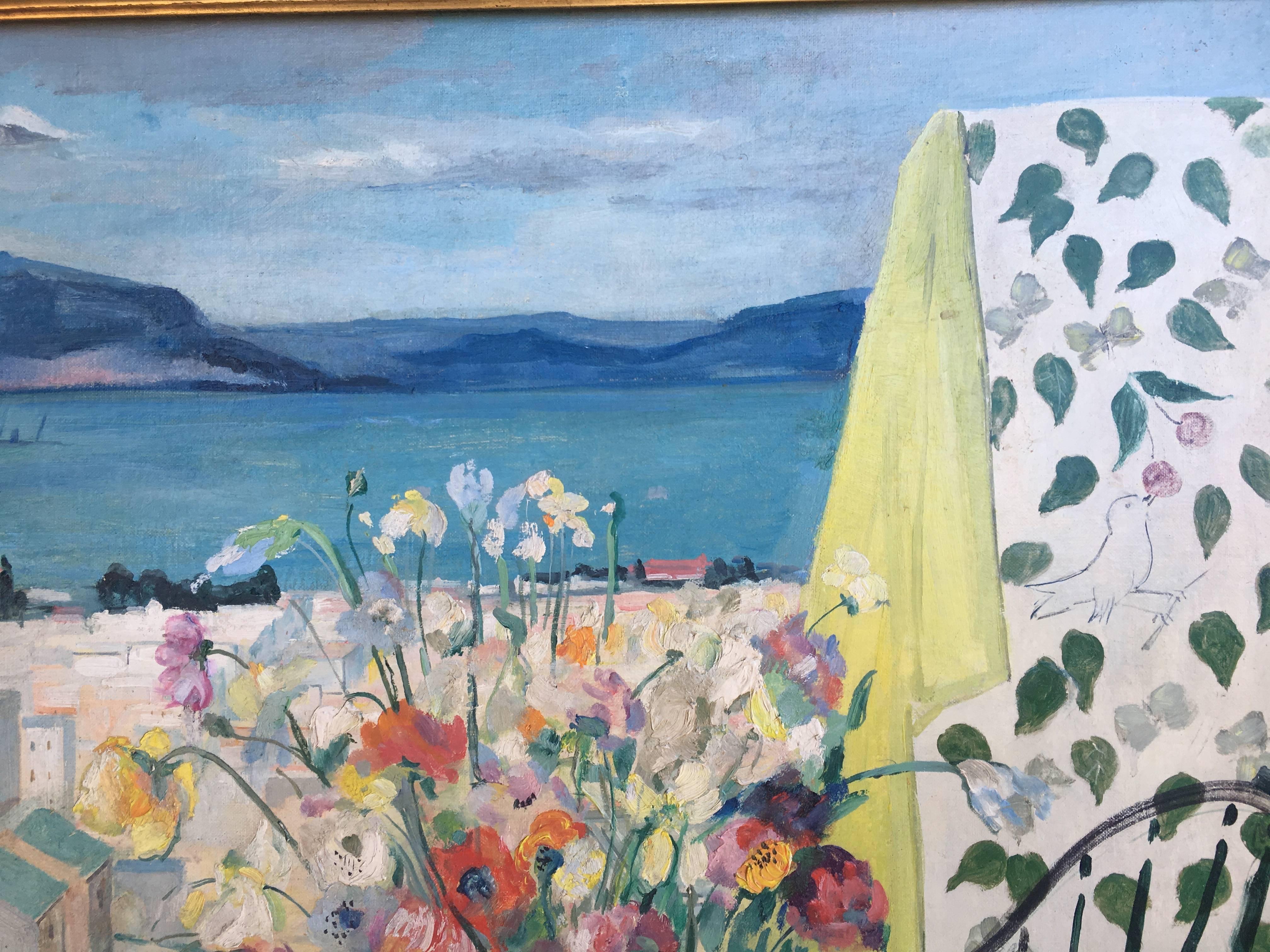 San Francisco from my Veranda Overlooking the Palace of Fine Arts - Impressionist Painting by Jean de Botton