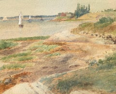 River Scene with Sailboats and Steam Driven Ferry Boats, Nineteenth Century