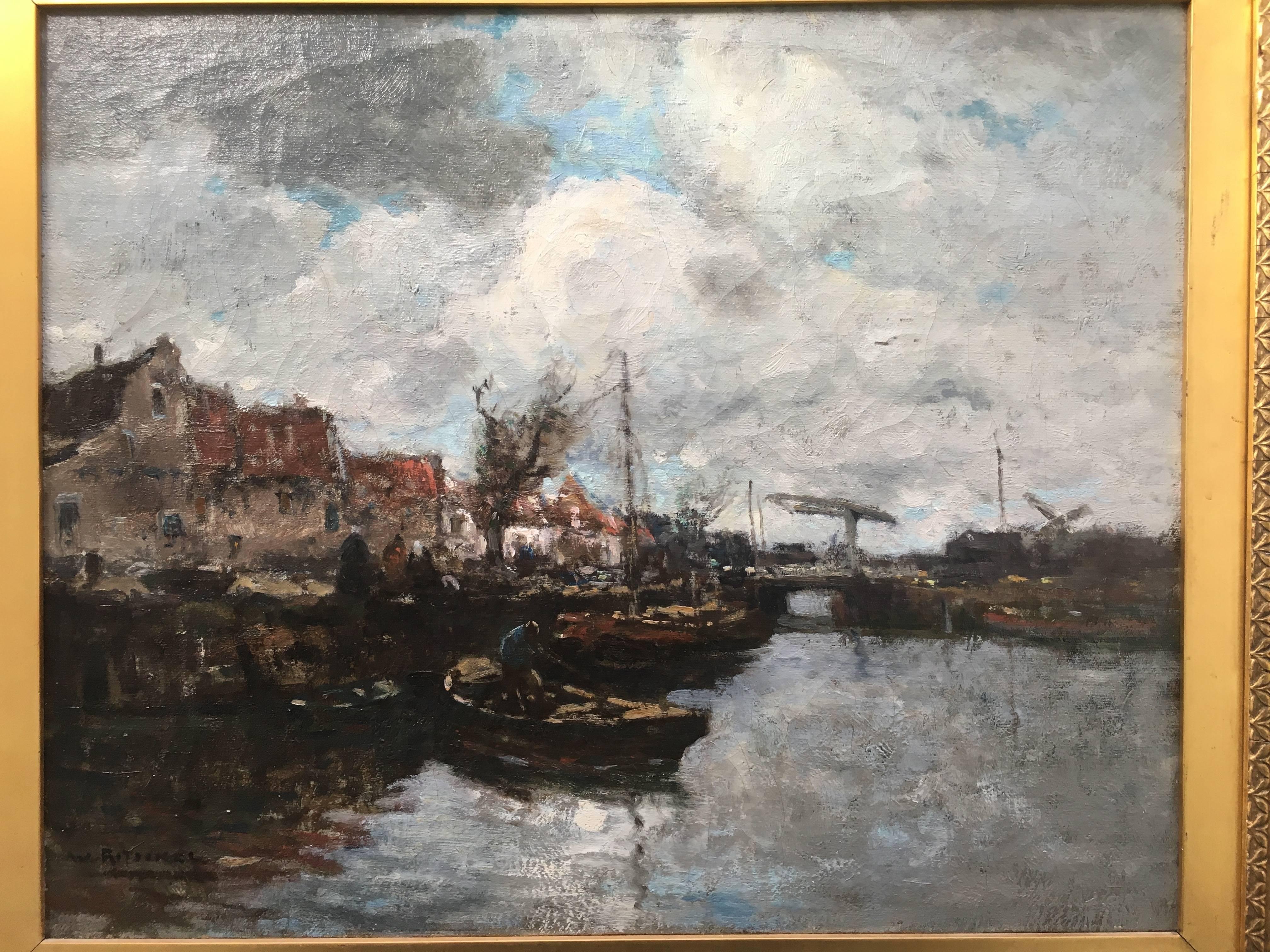Boats in the Harbor - Painting by William Ritschel