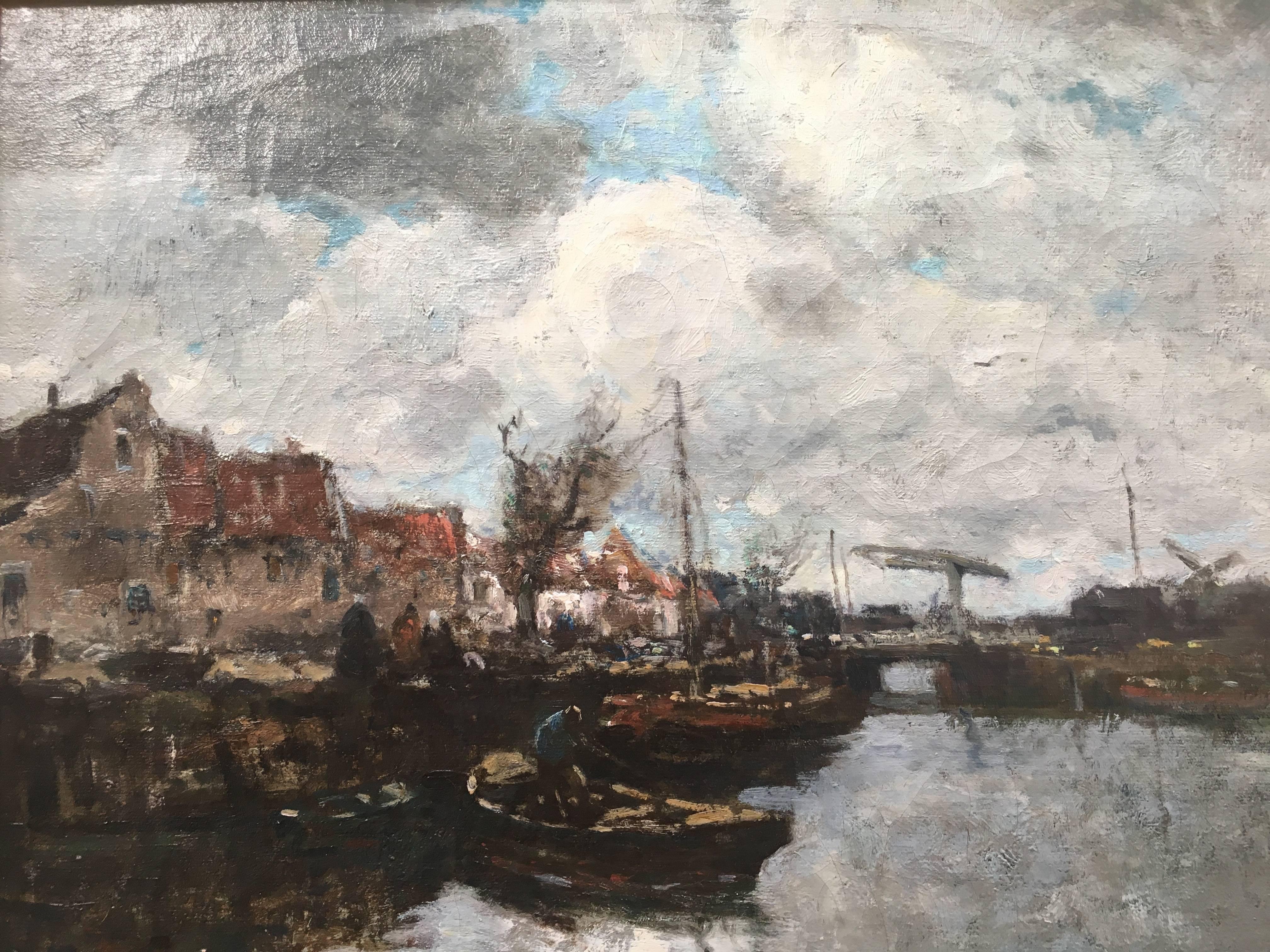 Boats in the Harbor - Impressionist Painting by William Ritschel