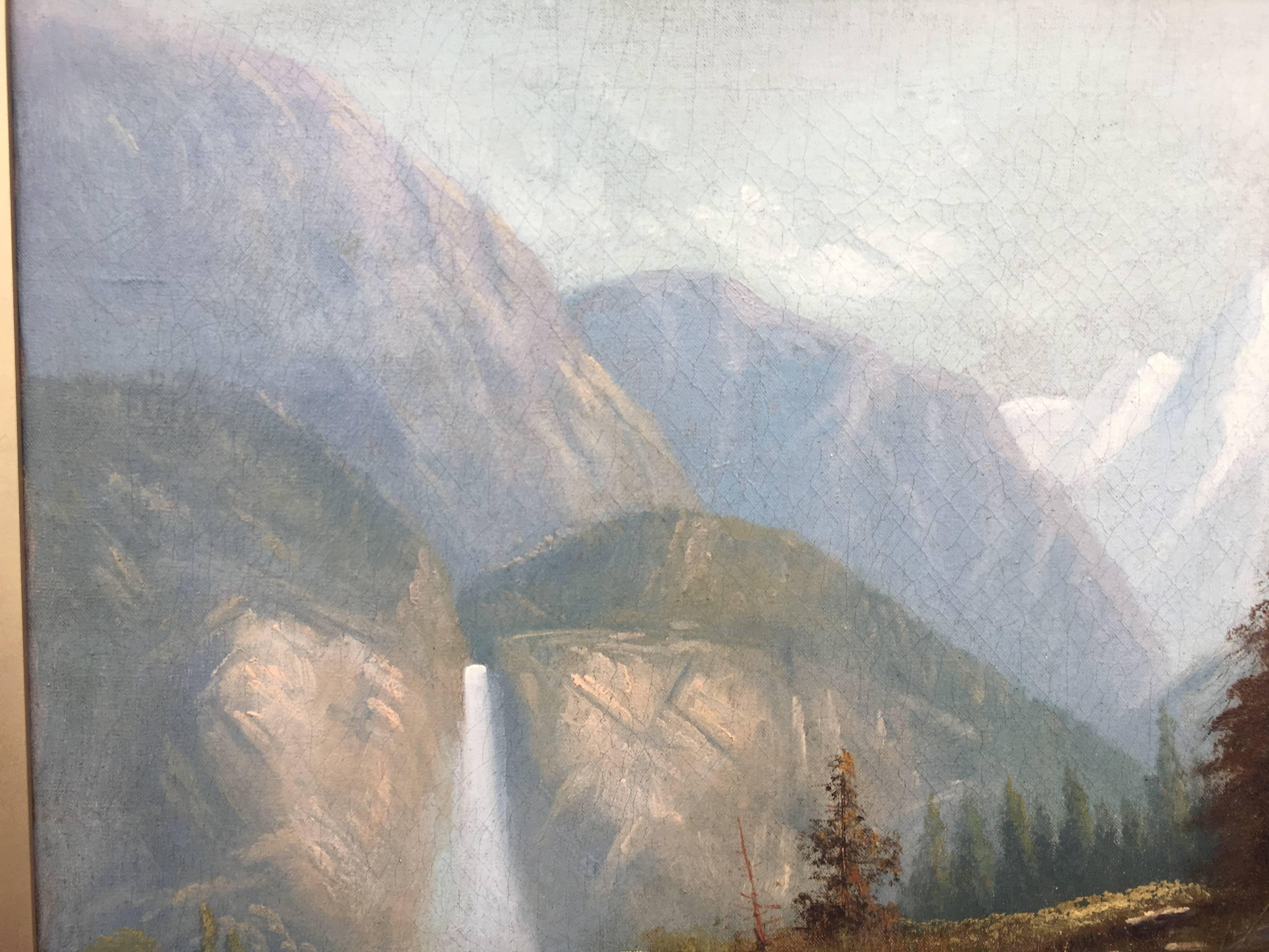 Yosemite Scene with Waterfall (Impressionismus), Painting, von Paul Ritter