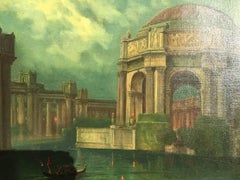 Palace of the Legion of Honor (Lagoon Night Time Scene with Small Boats)