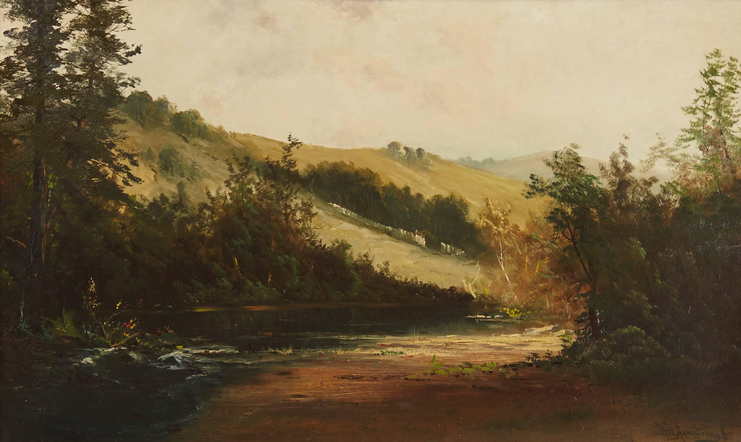 Landscape with Stream - Painting by William Weaver Armstrong