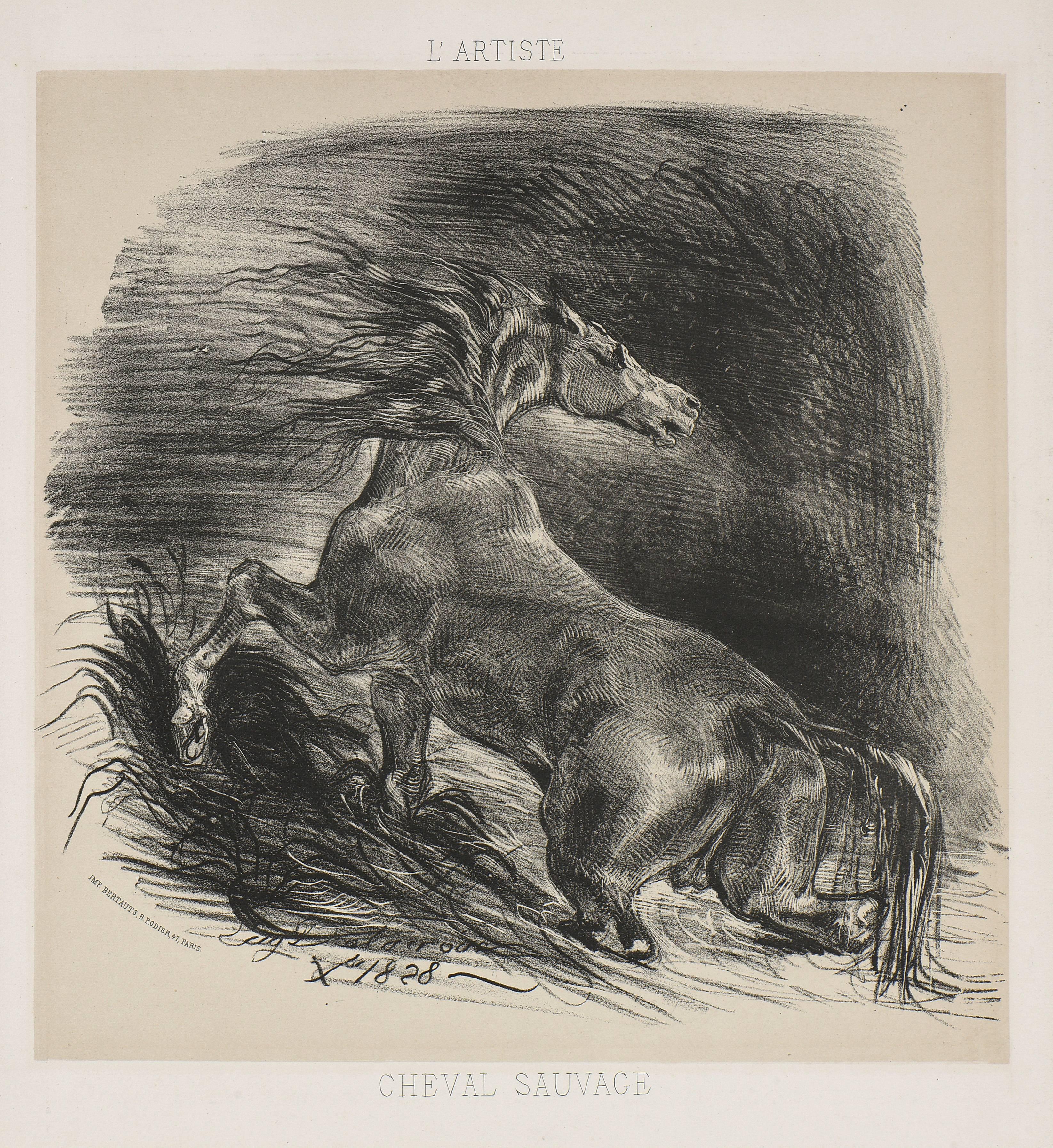 Eugene Delacroix Figurative Print - Wild Horse, 1828