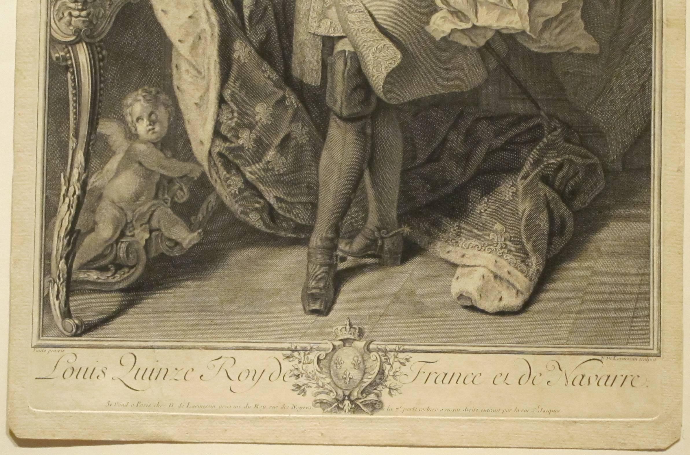 Louis XV - Brown Portrait Print by Nicolas de Larmessin