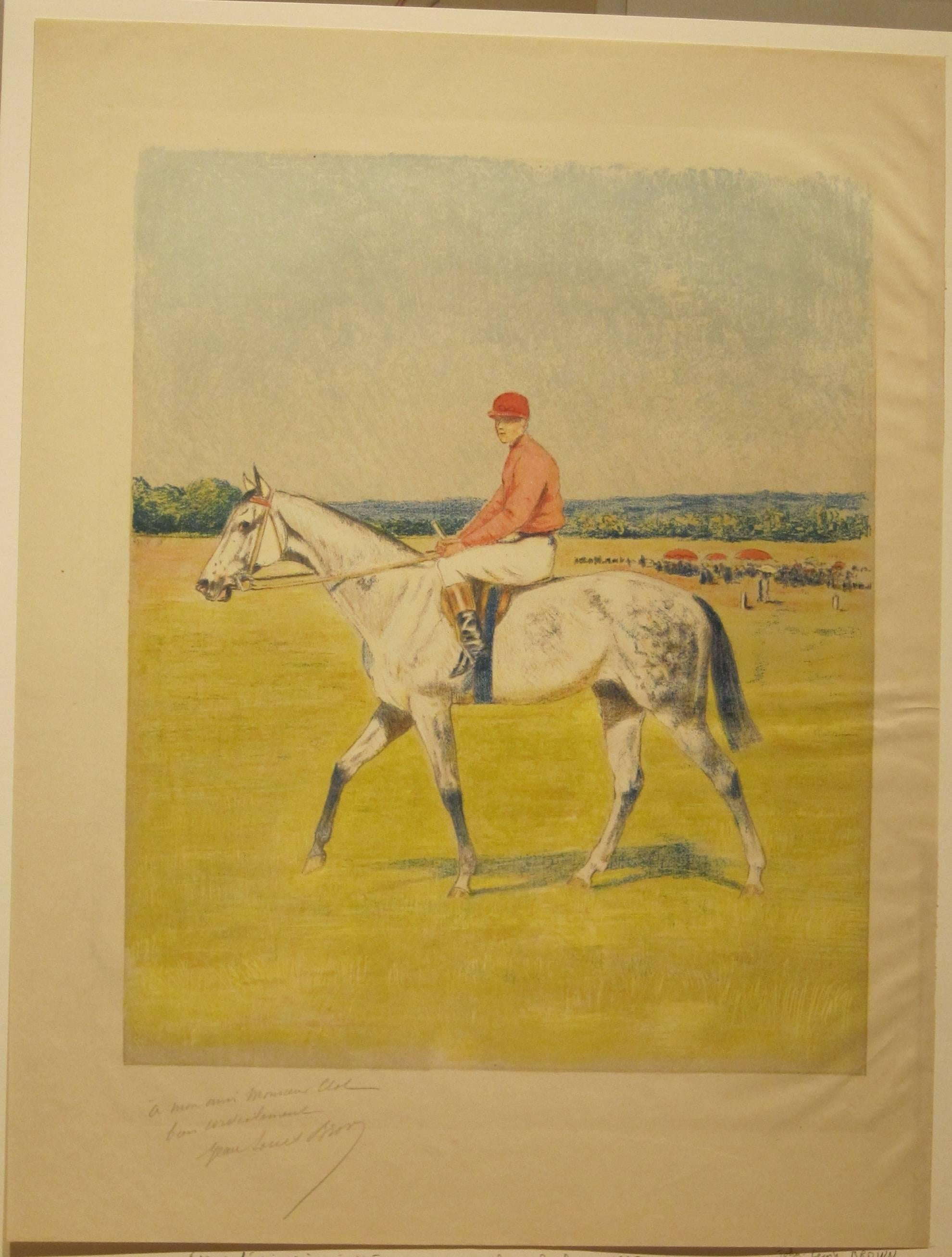Jockey on horseback. - Print by John Lewis Brown