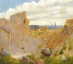 Landscape with a clay slope in the foreground