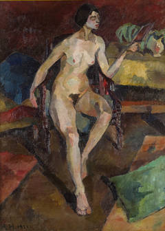 Nude model in chair
