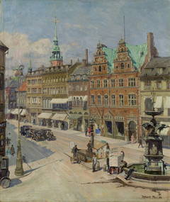 Vintage Amager square on the walking street of Copenhagen