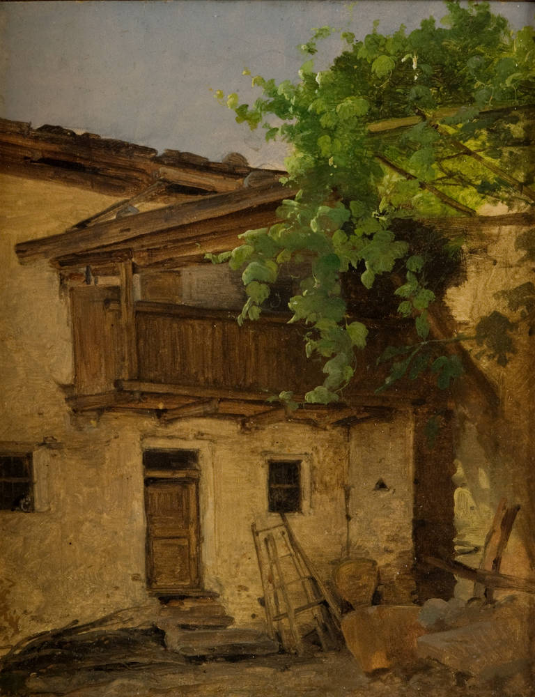 Vilhelm Petersen Landscape Painting - Motive of a house in Meran, near Tyrol. Circa 1850.