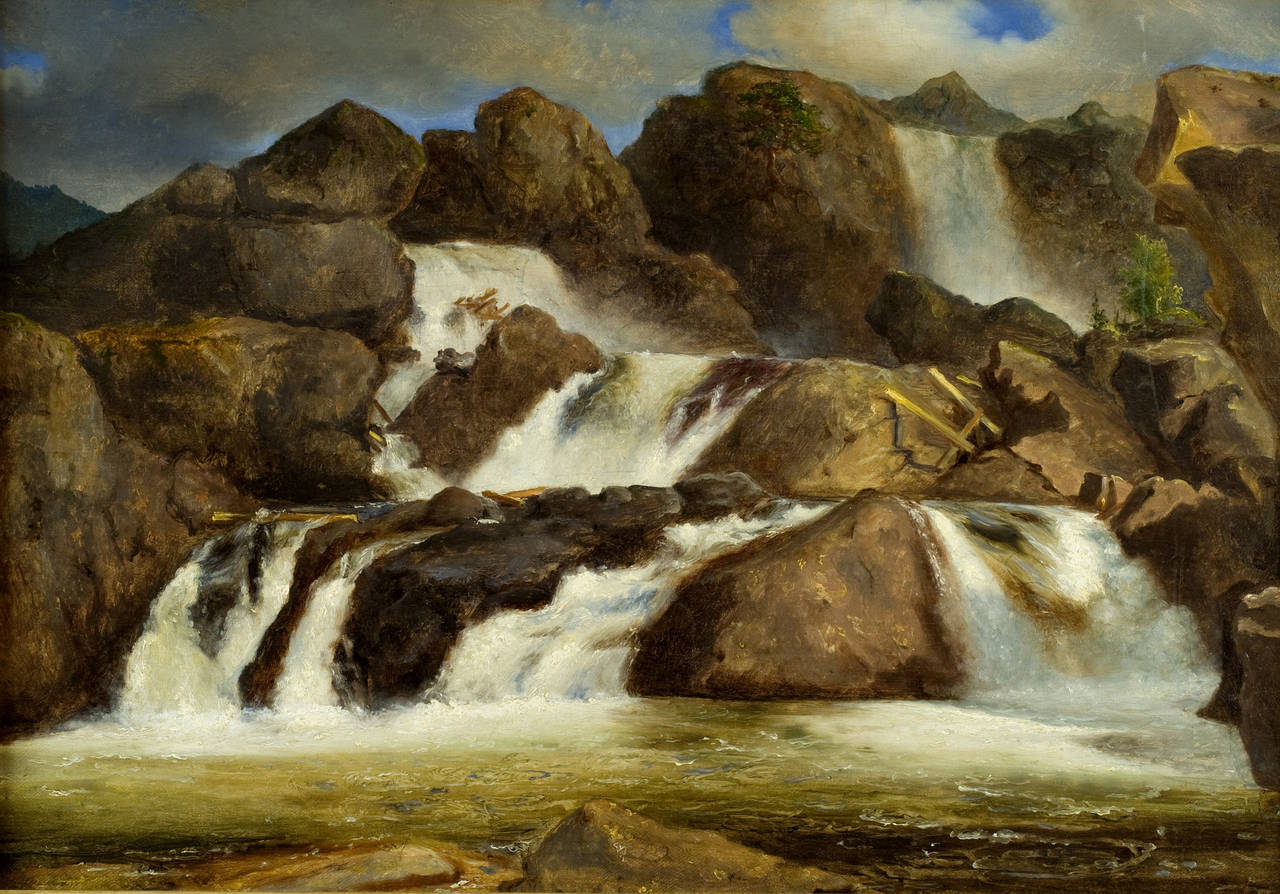 Marcus Larson Landscape Painting - Norwegian Waterfall