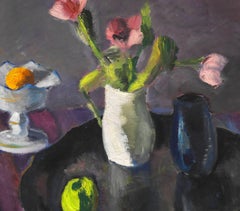 Still life with flowers, fruit, and vases