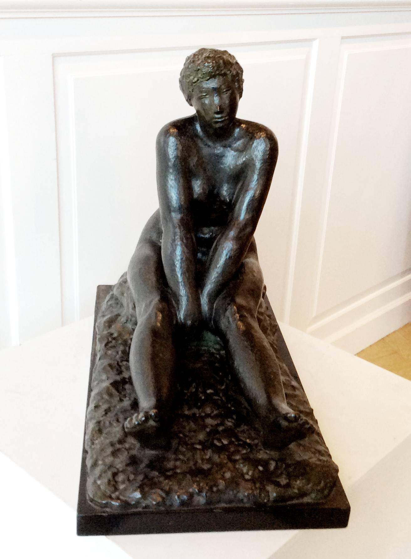 Large sitting nude model - Sculpture by Gerhard Henning