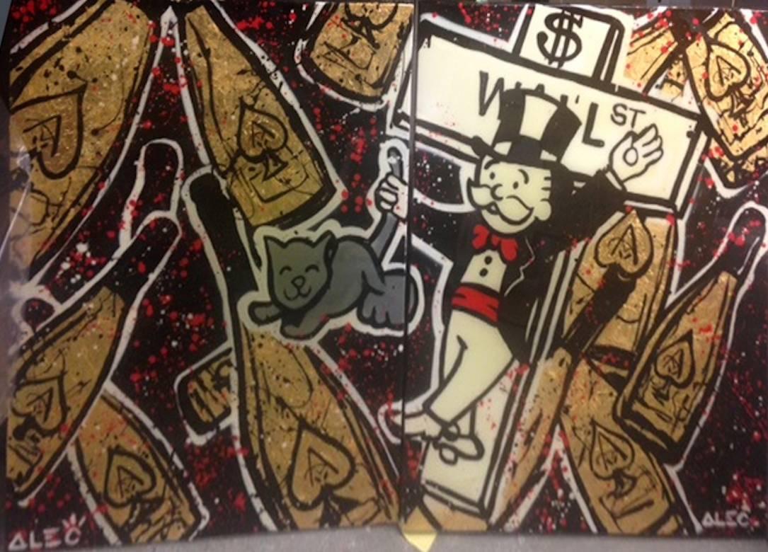 Portrait Painting di Alec Monopoly - Dittico Crocifisso Wall Street Asso di Picche