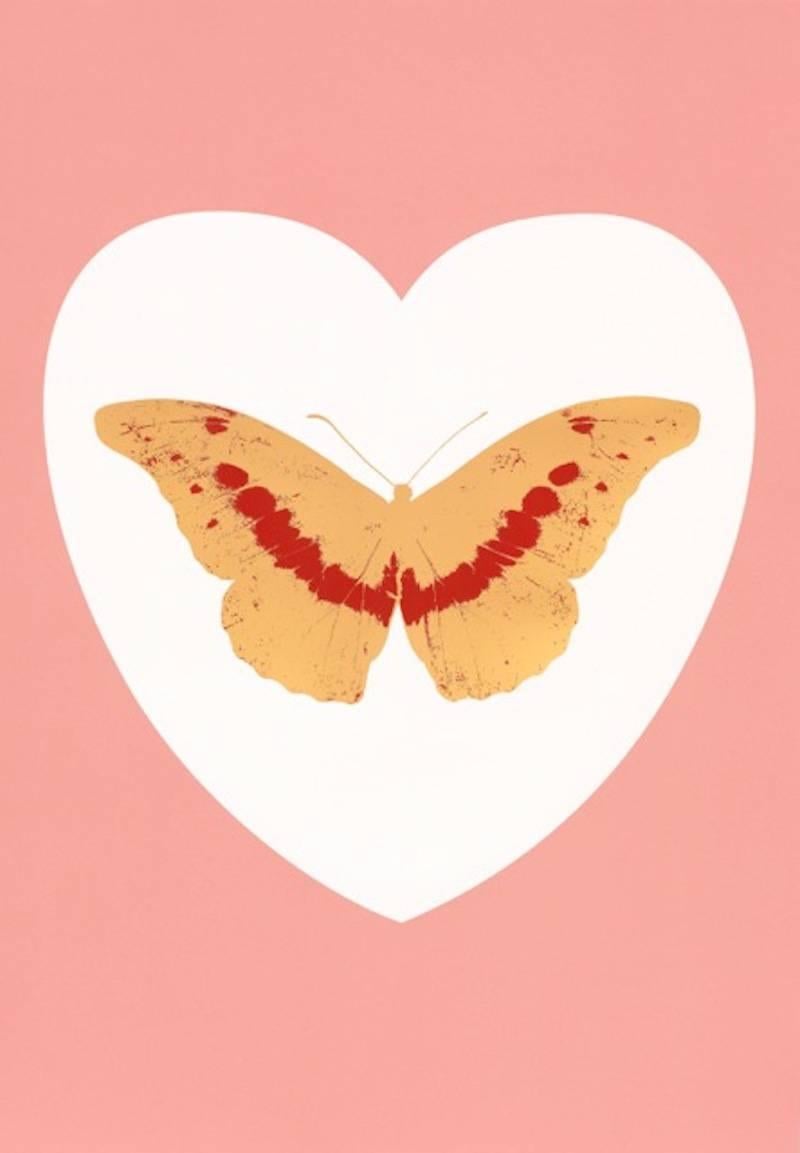 Damien Hirst Animal Print - I Love You (White, Pink, Cool Gold, Poppy Red)