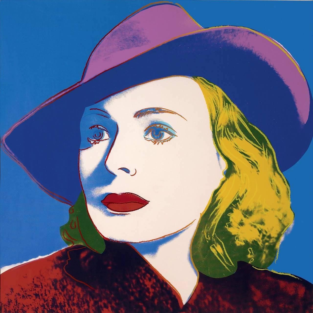 Andy Warhol Portrait Print - Ingrid Begman with Hat
