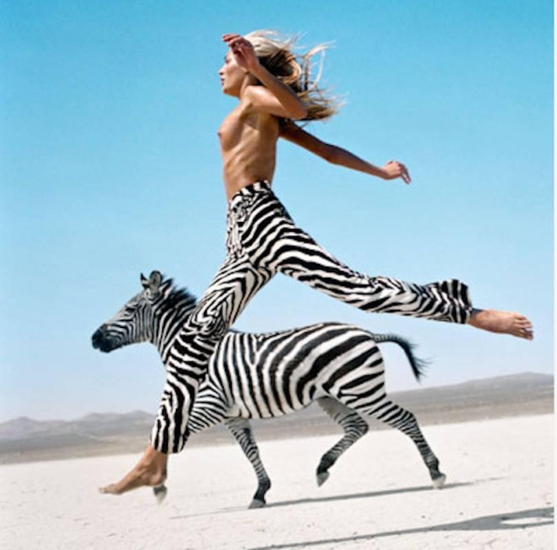 Michel Comte Portrait Photograph - Jaime Rishar Giraffe Jumping