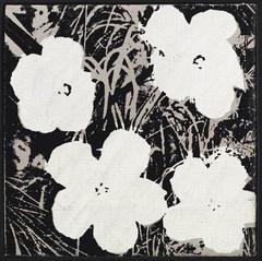 Vintage 8 Inch B&W Flower Painting