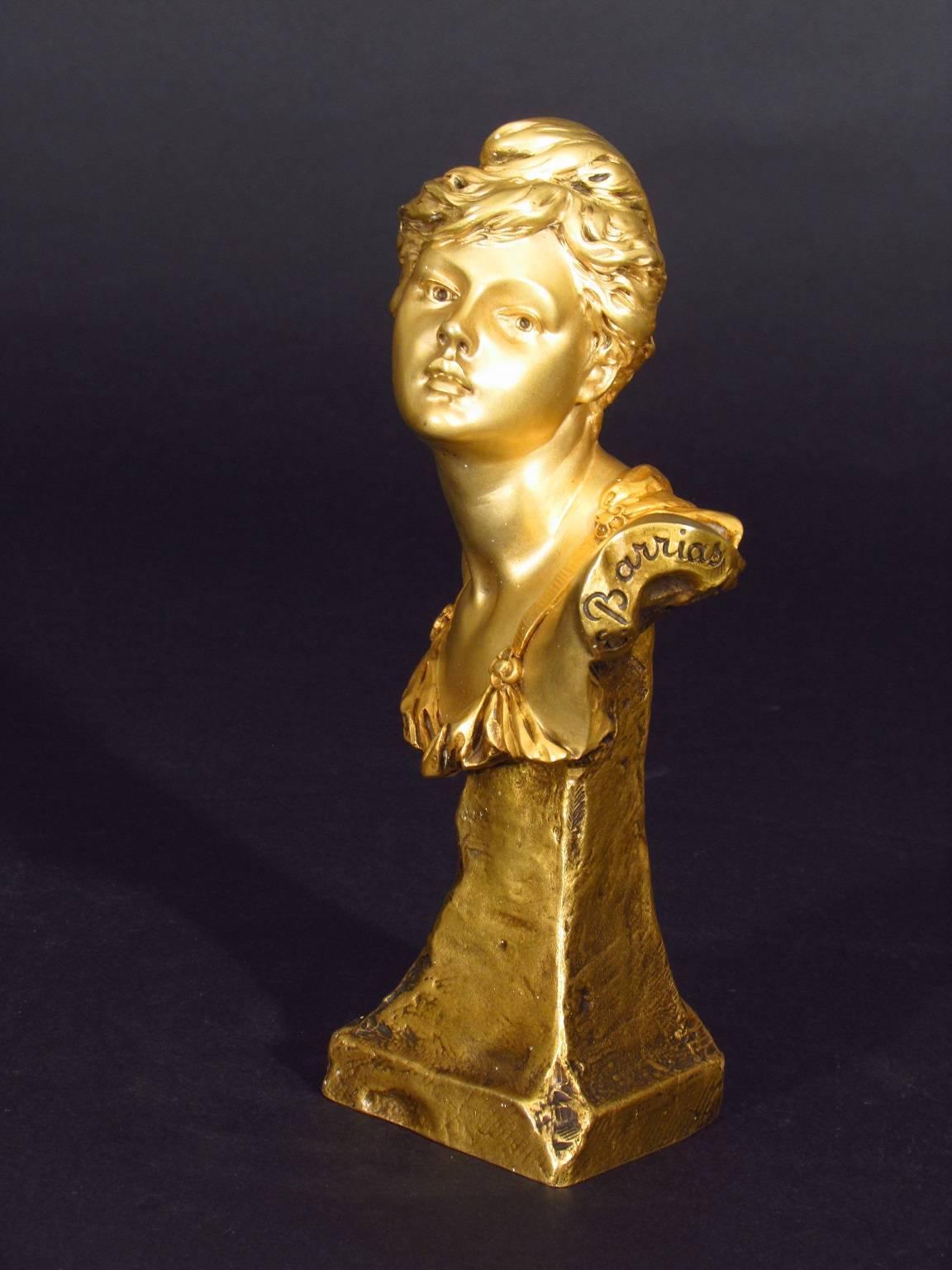Jeunesse - Gold Figurative Sculpture by Louis Ernest Barrias