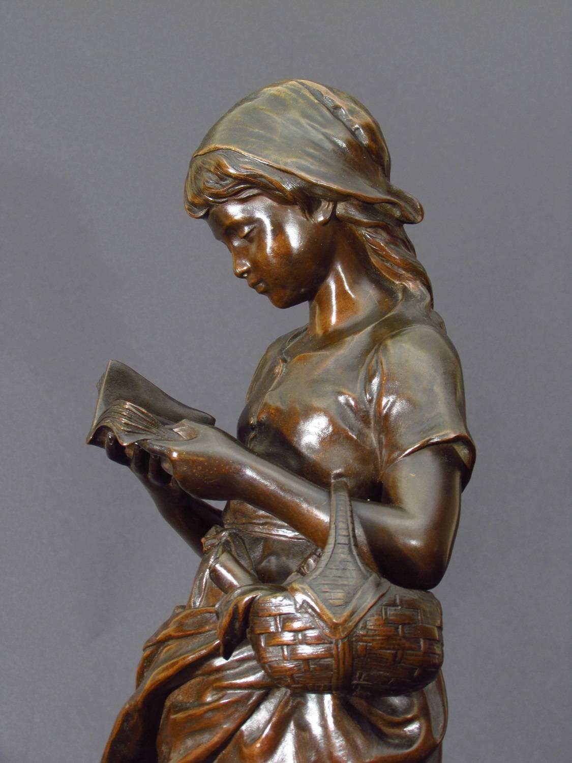 The Reader by Mathurin Moreau

Antique french bronze statue of a young lady reading.

Signed:  Moreau Math.  Hors Concours

Circa 1900    Height: 21.5 inches


Mathurin Moreau (1822-1912)

Born November 1822 in Dijon and died February 1912 in