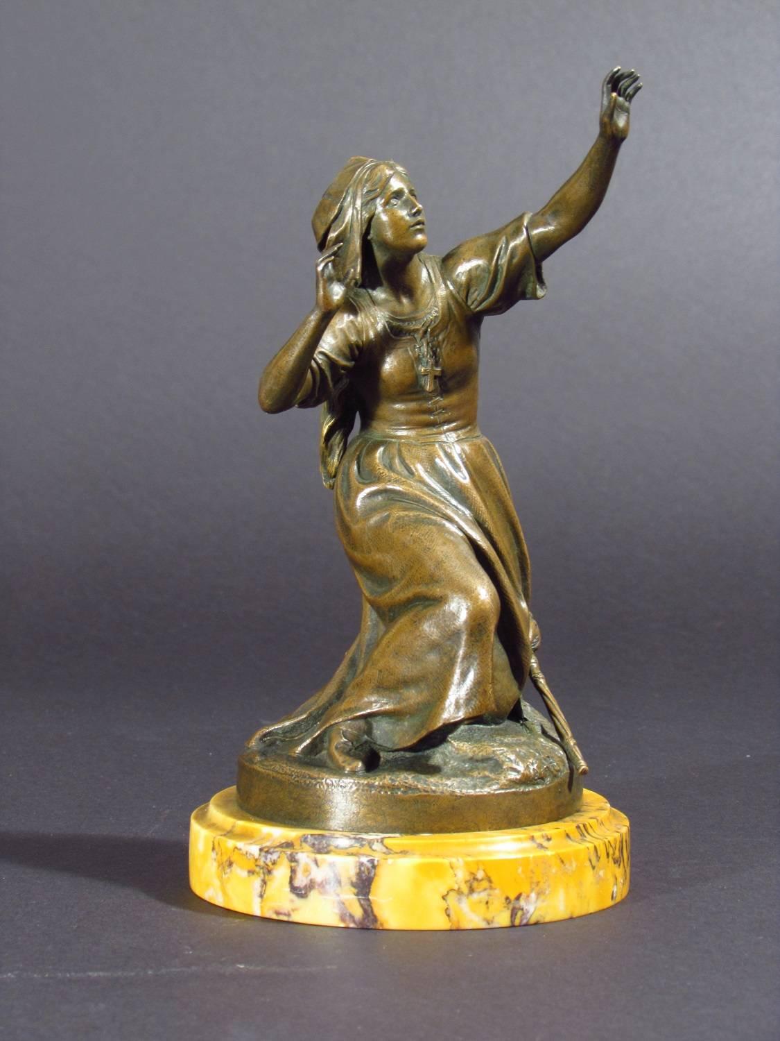 Joan of Arc - Gold Figurative Sculpture by André Joseph Allar