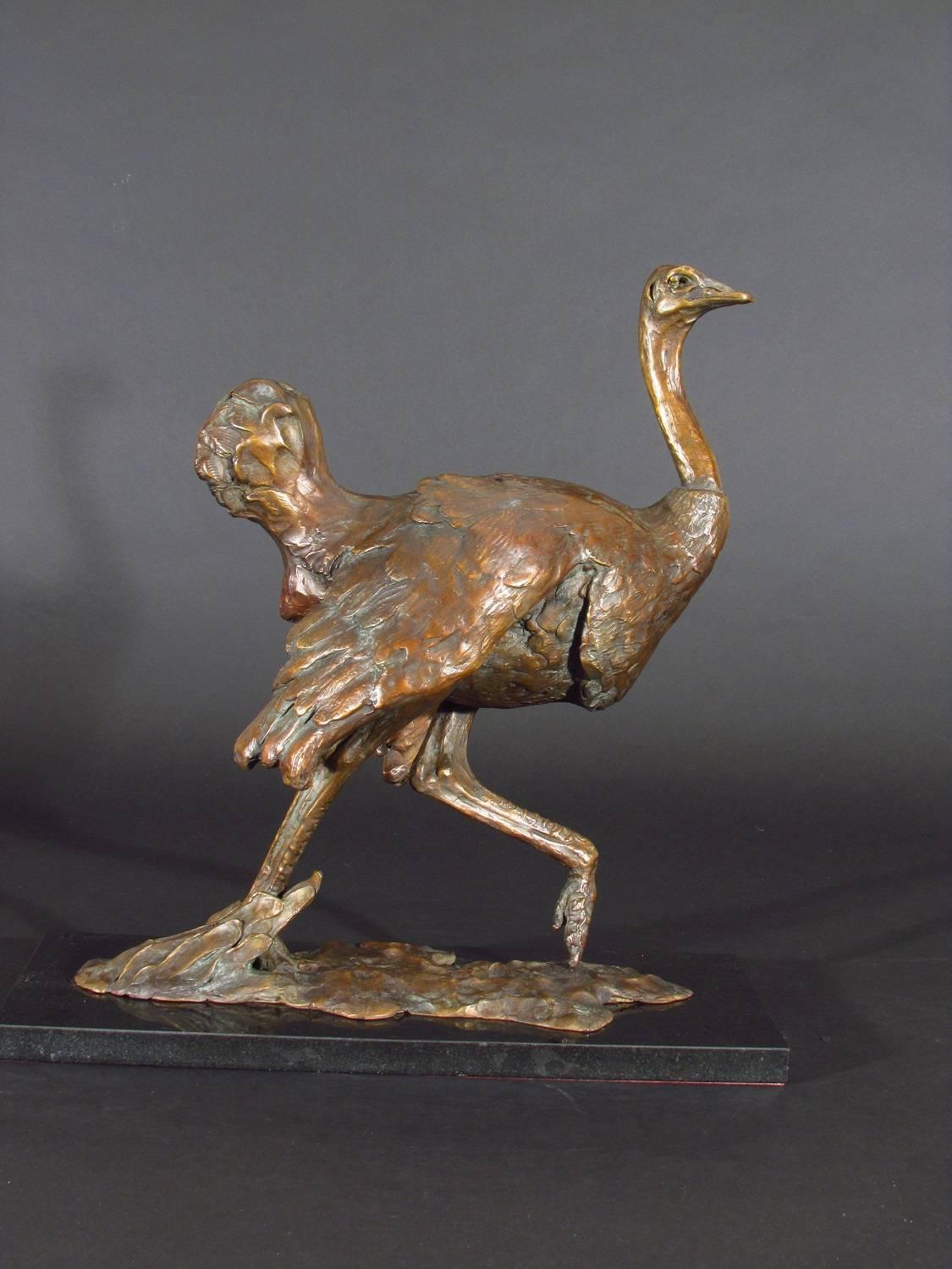 Ostrich Running - Sculpture by Robert Glen