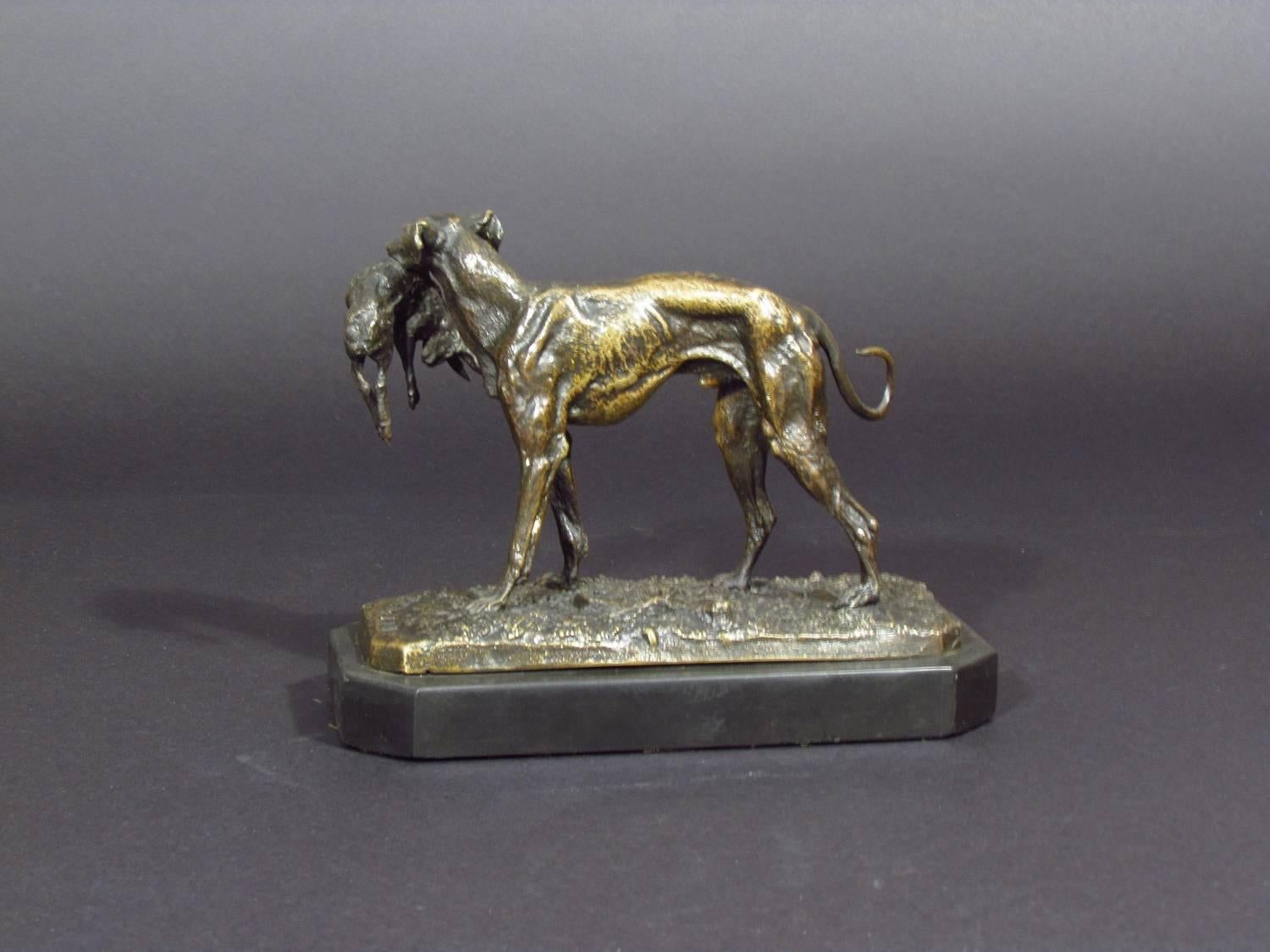Spanish Greyhound - Sculpture by Pierre Jules Mêne