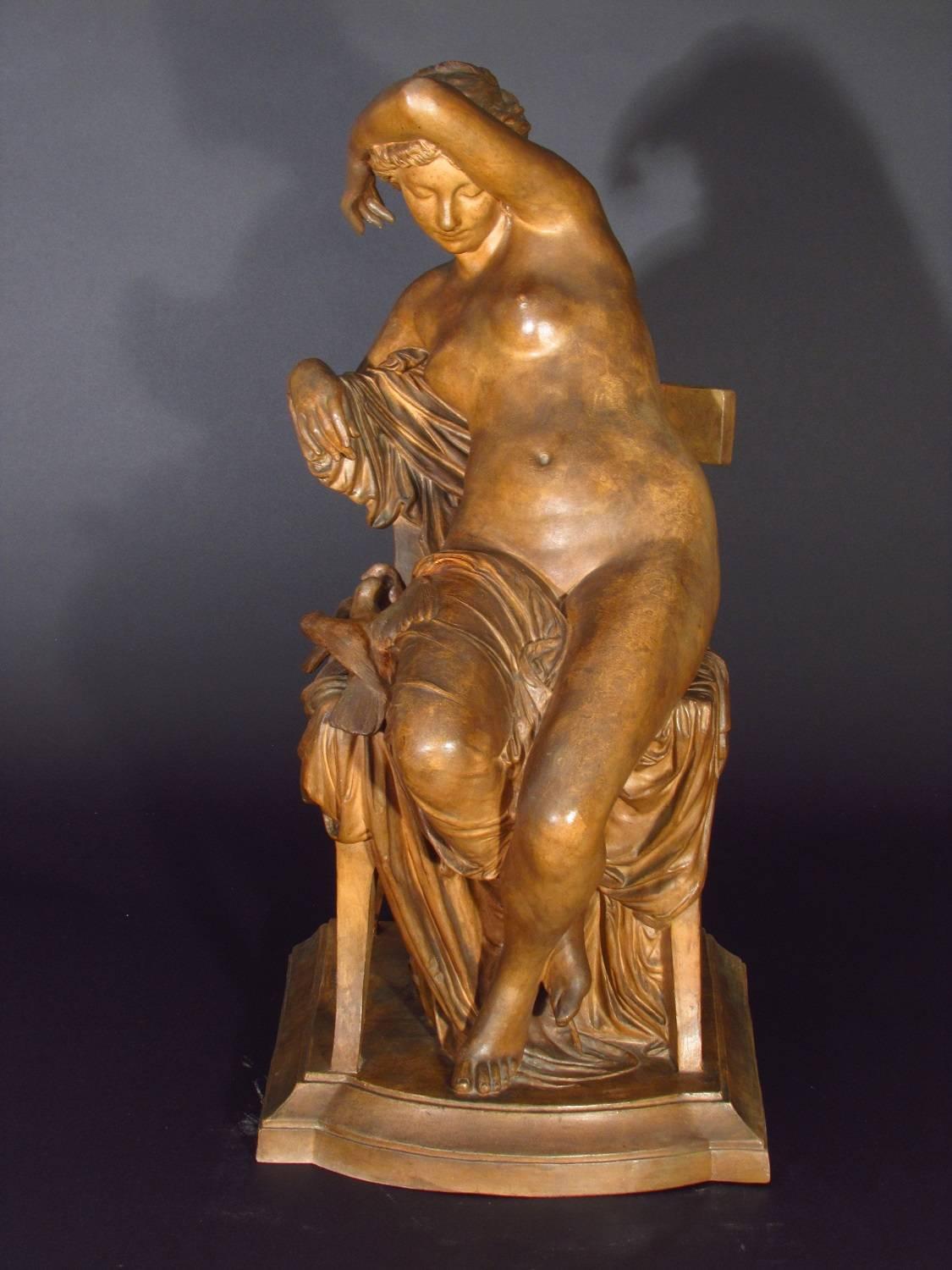 Awakening - Brown Nude Sculpture by Jules Franceschi
