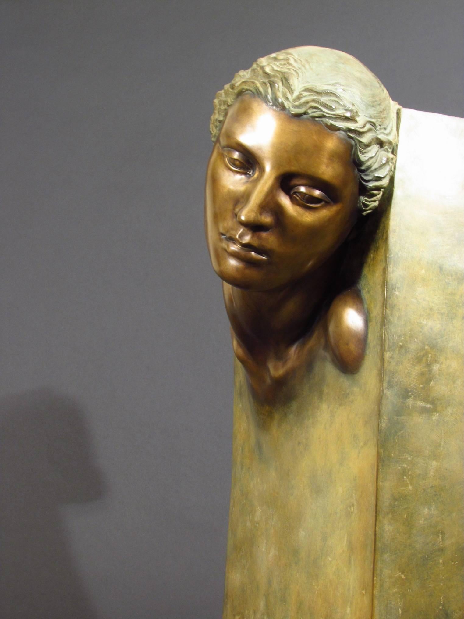 Ikarus - Gold Figurative Sculpture by Margot Homan