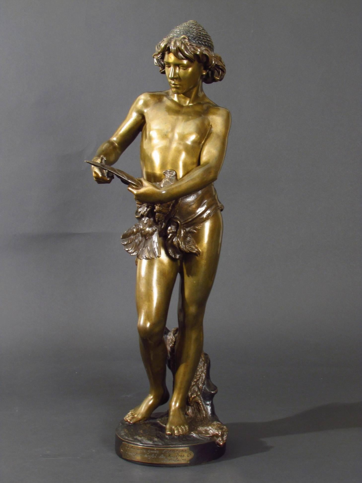 Captivity - Gold Figurative Sculpture by Jean Louis Grégoire
