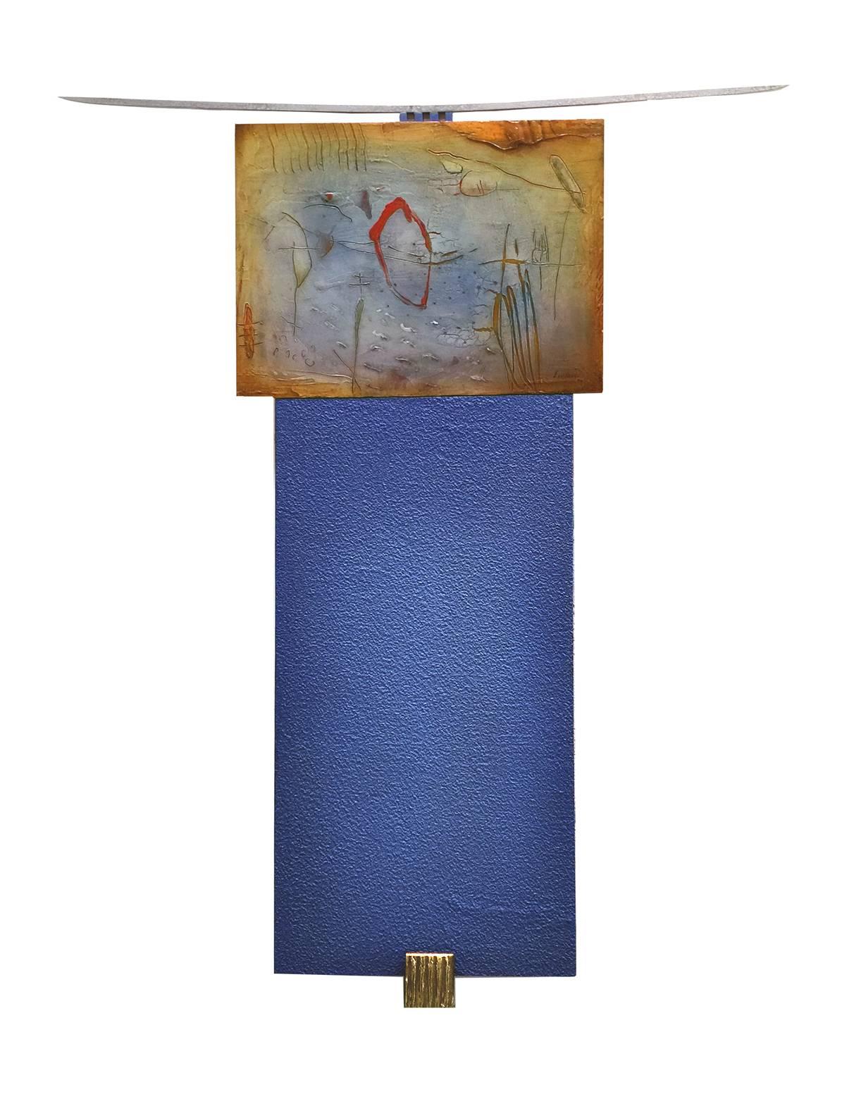 Enrico Embroli Abstract Sculpture - Zen Series #9, Zen Blue