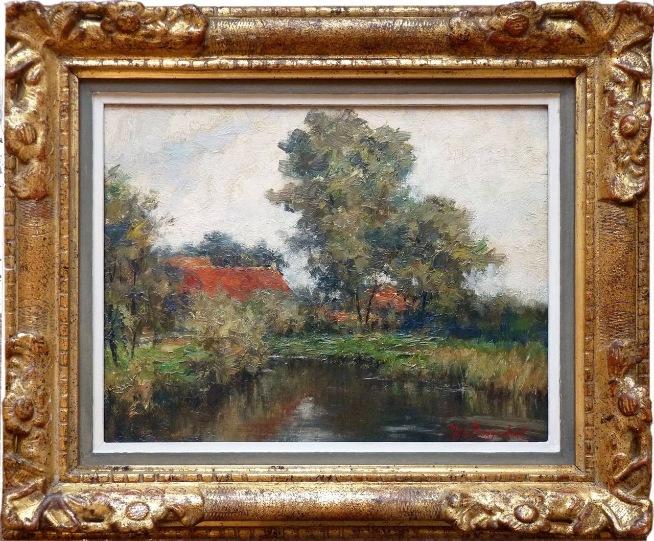 Old farmyard near Itterberg / Germany, oil by belgian artist Mya Buggenhout