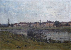 Banks of the Seine River, Ölgemälde der französischen Künstlerin Camille Dufour