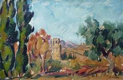 Lagrasse-Landschaft, Ölgemälde des französischen Postimpressionisten Roger Grillon