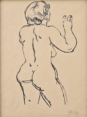 Standing Female Nude dating 1915 by George Grosz, German Expressionist Painter