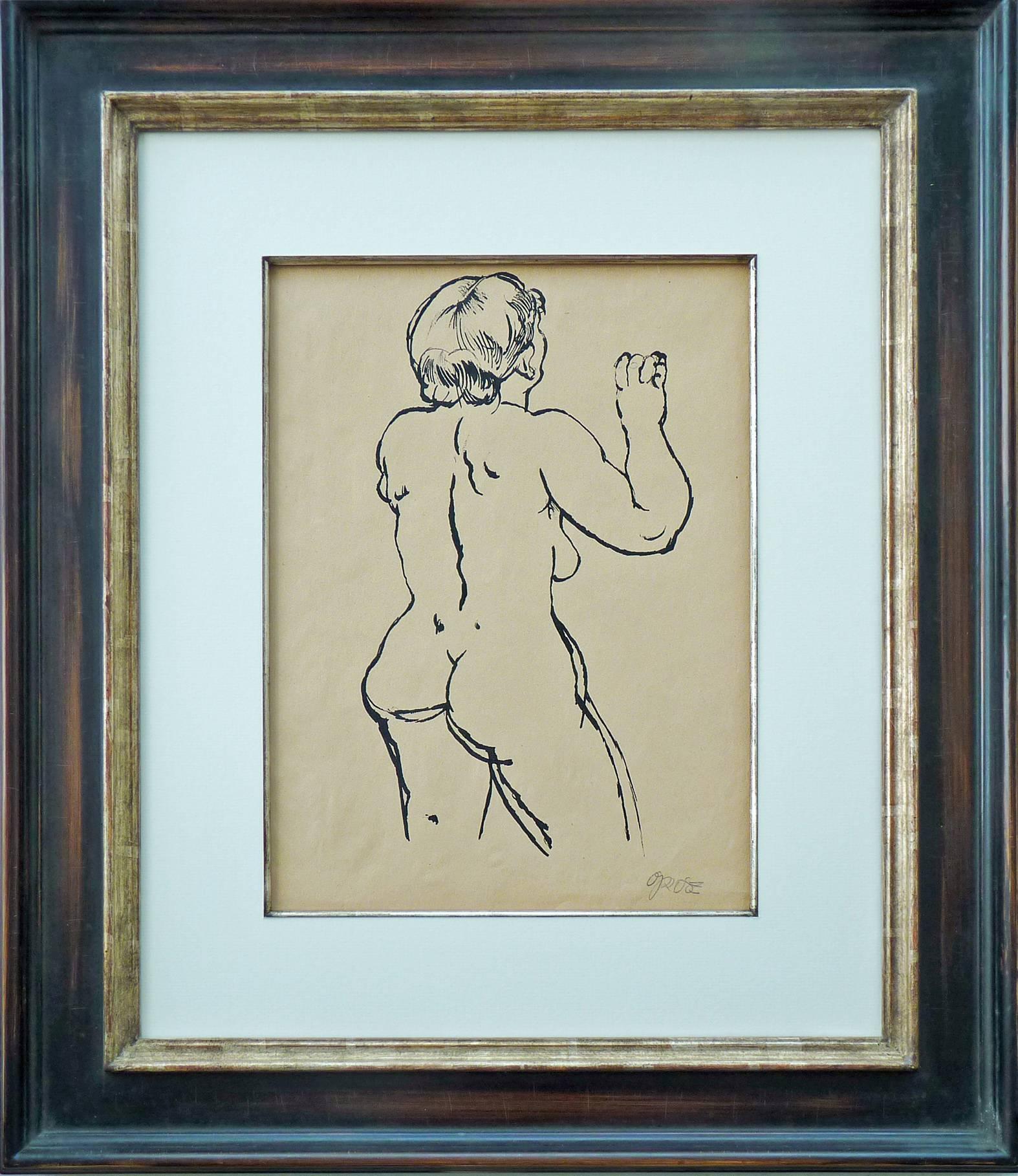 Standing Female Nude dating 1915 by George Grosz, German Expressionist Painter For Sale 1