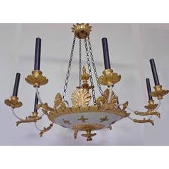 Eight armed Ceiling lamp, Hand carved wood leaf gilt, Germany c.1800 1