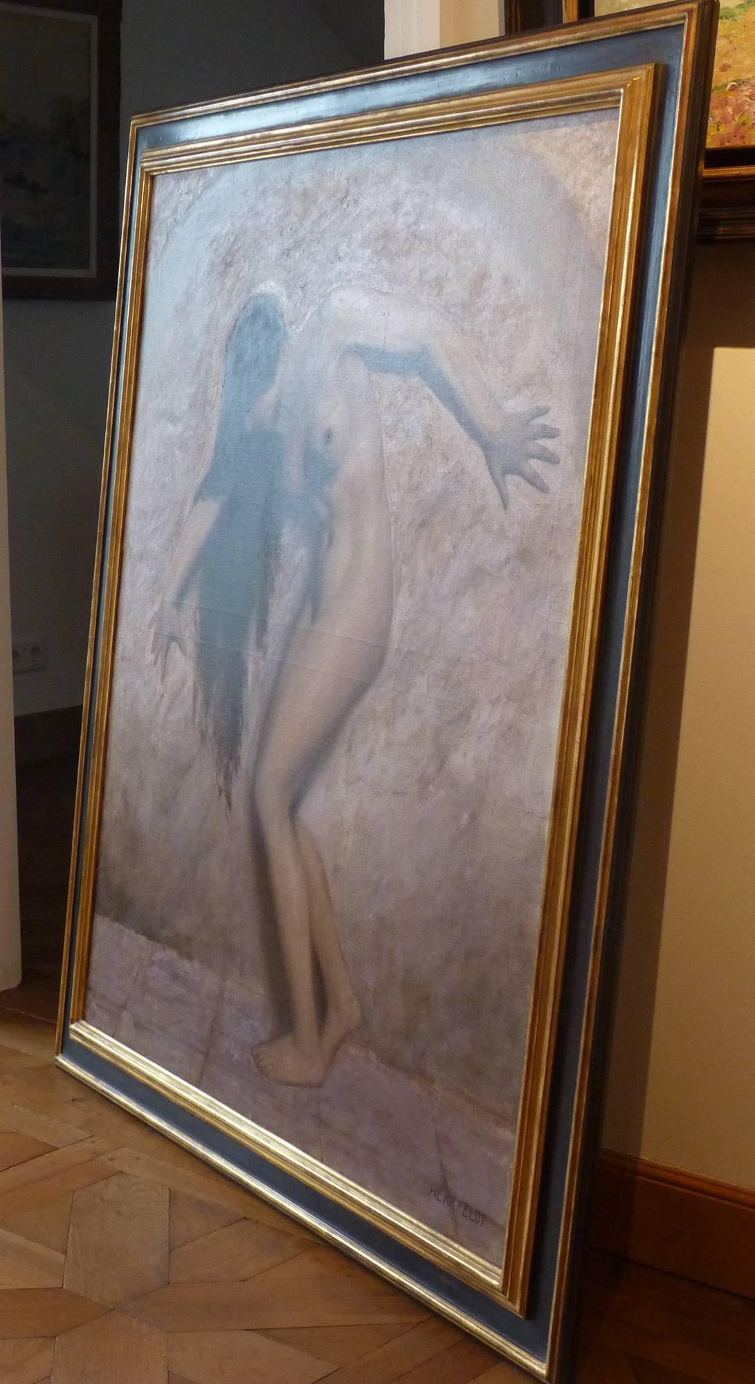 The Slave Girl, masterpiece by Paris born german artist Marcel René Herrfeldt - Symbolist Painting by Marcel Rene Herrfeldt