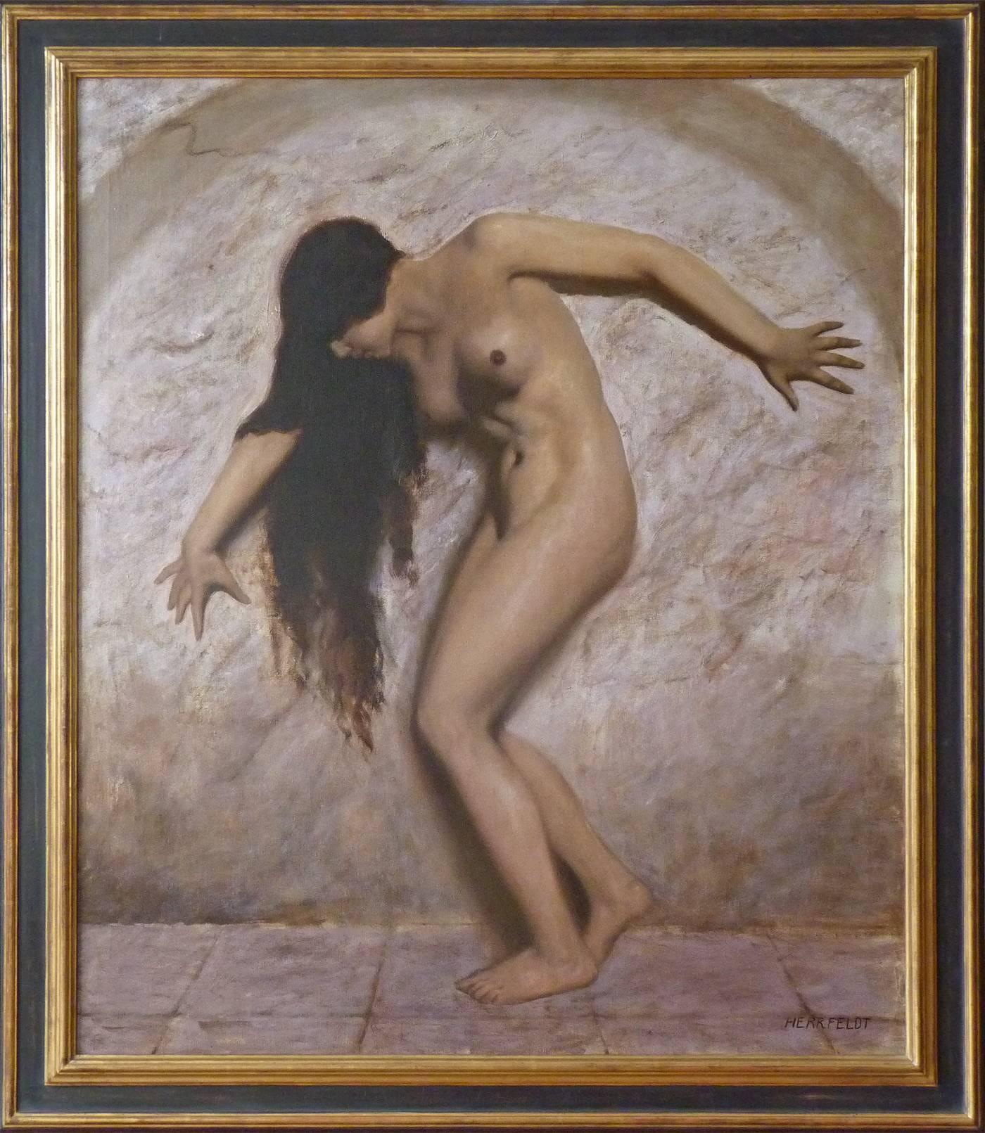Marcel Rene Herrfeldt Nude Painting - The Slave Girl, masterpiece by Paris born german artist Marcel René Herrfeldt